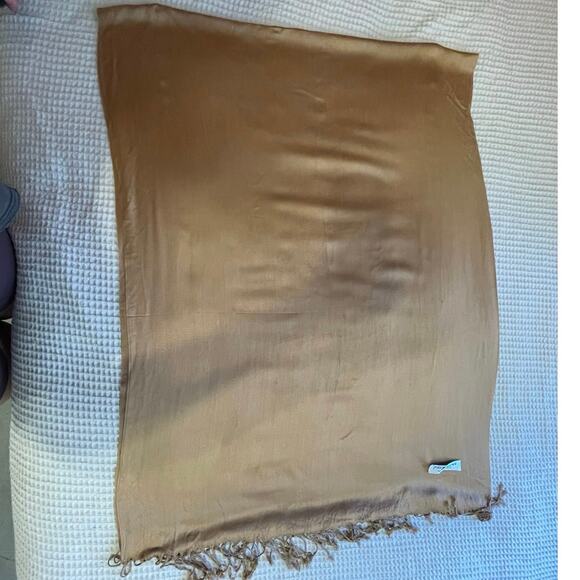 Pashmina Cashmere Boho Eventwear Gold Champagne Scarf, Shawl or Wrap - Picture 11 of 11